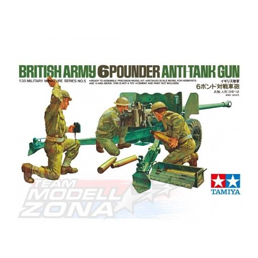 Tamiya - 1:35 Brit. 6Pfund PAK m. Mann. (3) - brit löveg 3 figurával