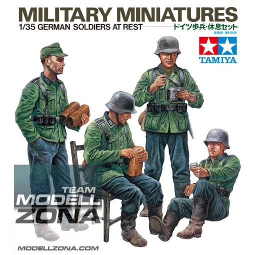 Tamiya - 1:35 WWII Fig.-Set Dt.Soldaten i.Ruhe (4) - model la scara