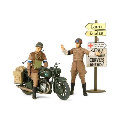 Tamiya British BSA M20 Motorcycle - w/Military Police Set - model la scara