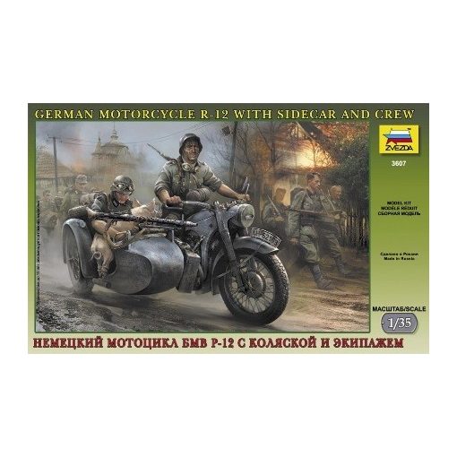 Zvezda German WWII Sidecar R12 with crew - model la scara