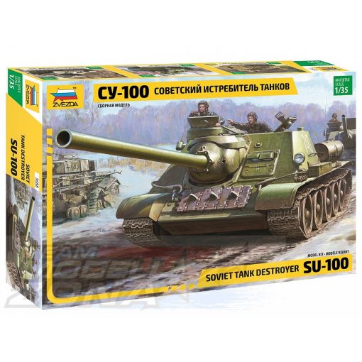 Zvezda - 1:35 SU-100 Soviet tank destroyer WWII - model la scara