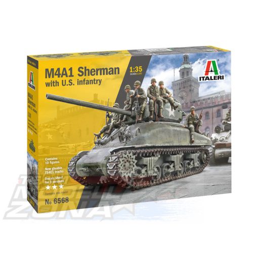 Italeri - 1:35 M4A1 SHERMAN with U.S. infantry - model la scara