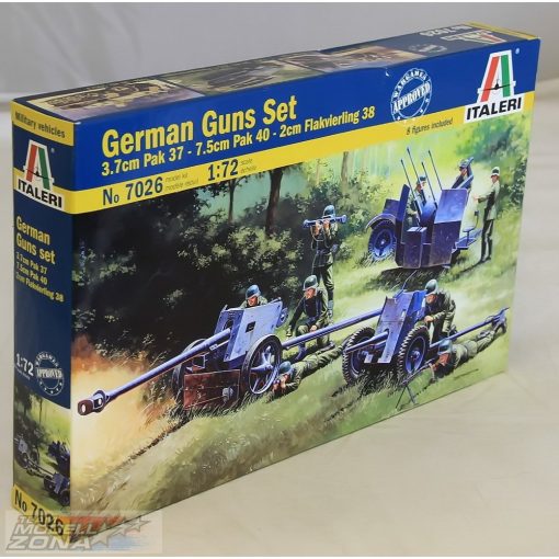 Italeri German Guns Set: PAK35-PAK40-FLAK38 - model la scara