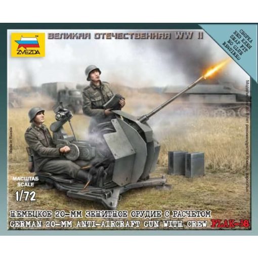 Zvezda German 2cm Flak 38 w/Crew - model la scara