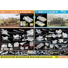   Dragon - 1:35 Sd.Kfz.7/2 3.7cm FlaK 37 & FlaK 36  - 2 az 1-ben model la scara