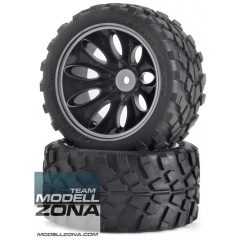 1:10 Reifen-/Felgen Set Truggy Schwarz